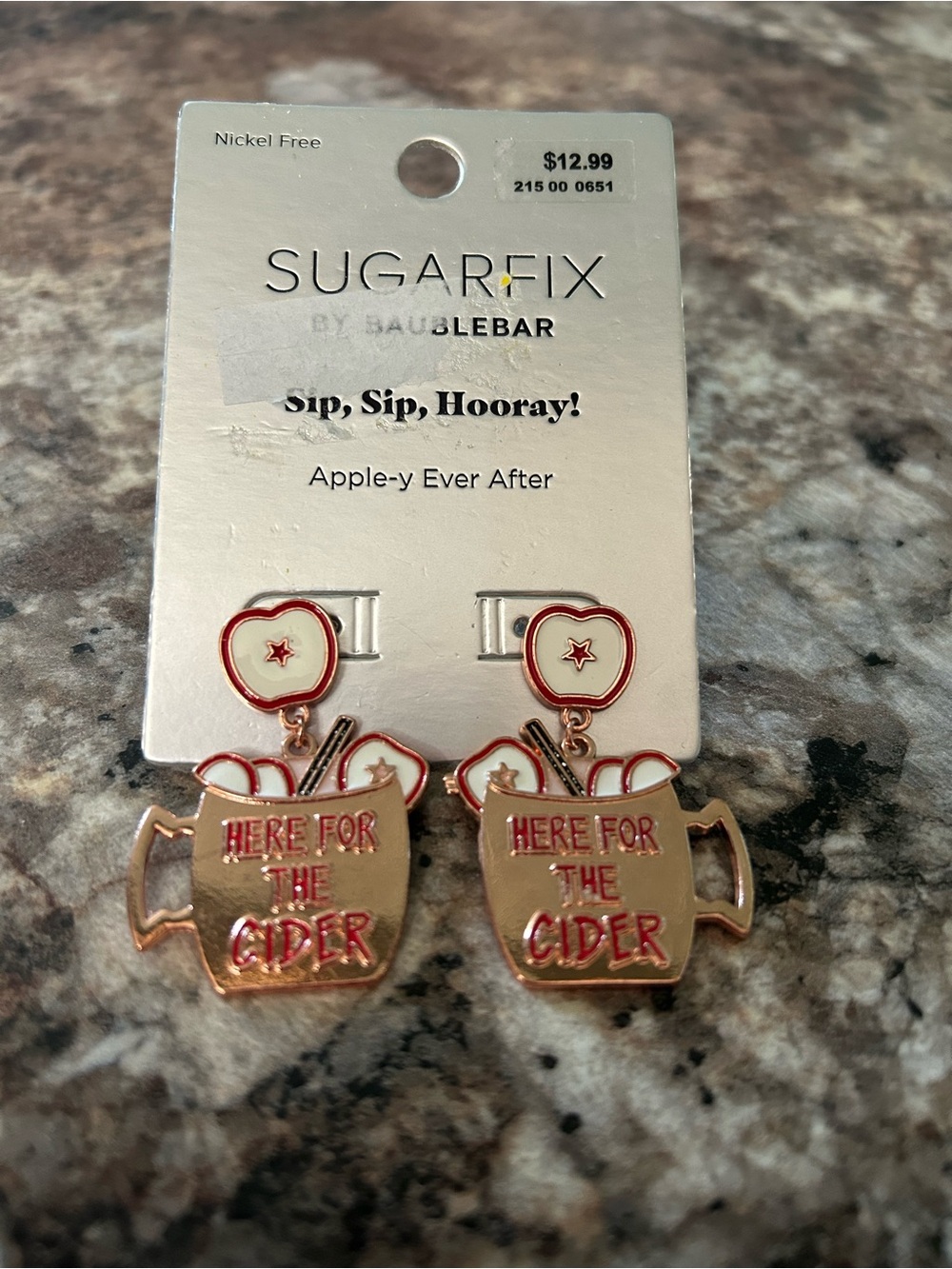 Sugarfix 'Here for the Cider' Gold & Red Apple Cider Dangle Earrings